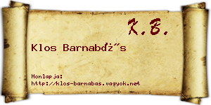 Klos Barnabás névjegykártya