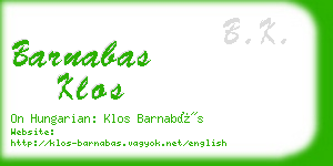 barnabas klos business card